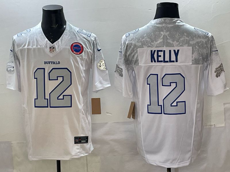 Men 2025 Buffalo Bills #12 Kelly white 5th generation Throwback Nike Limited NFL Jersey style 08->edmonton oilers->NHL Jersey